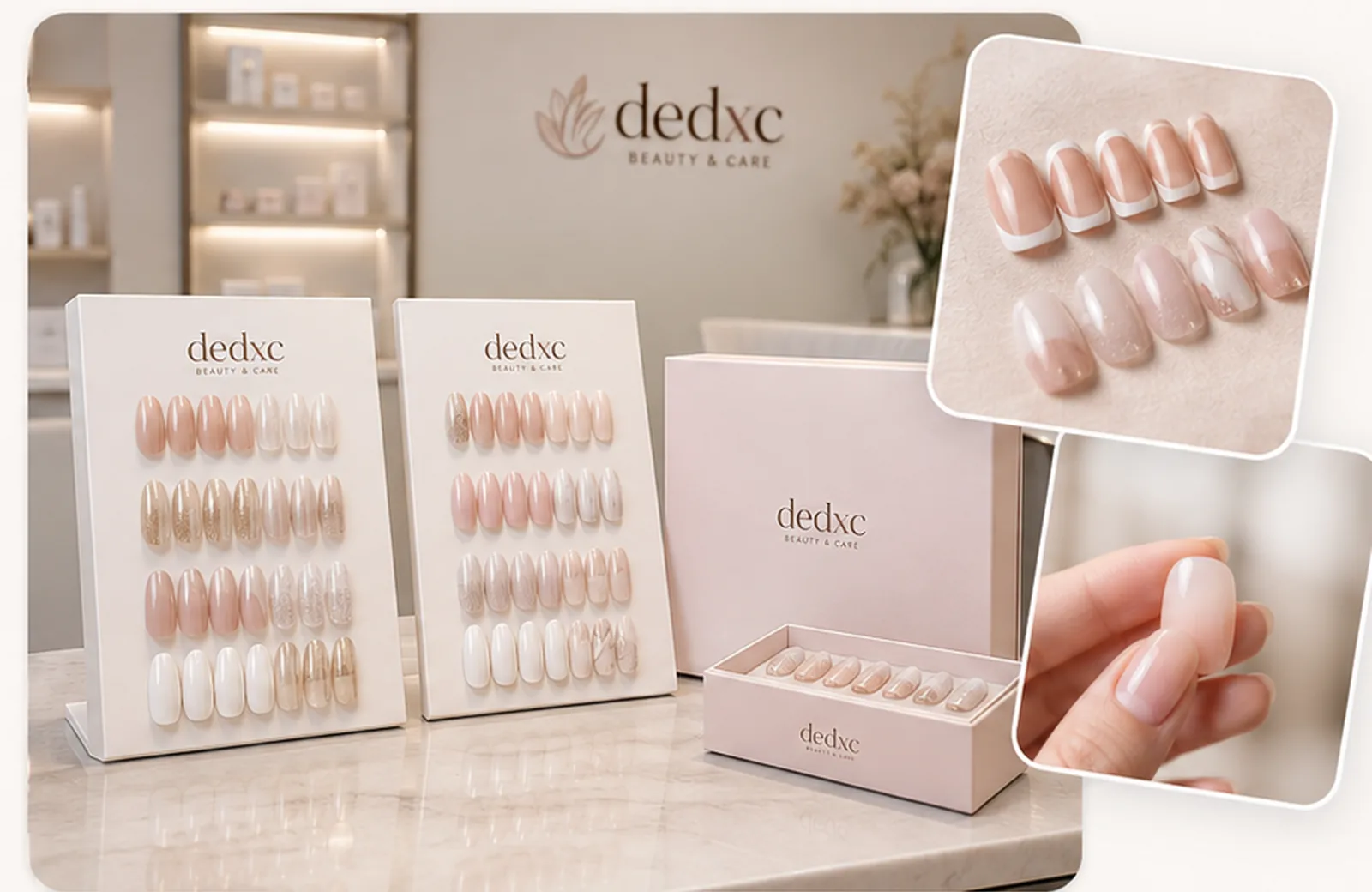 Private-label press-on nail collections and packaging for beauty brands