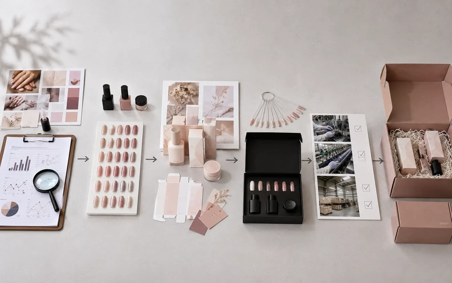 Private-label press-on nail brand development process from market brief to production and launch