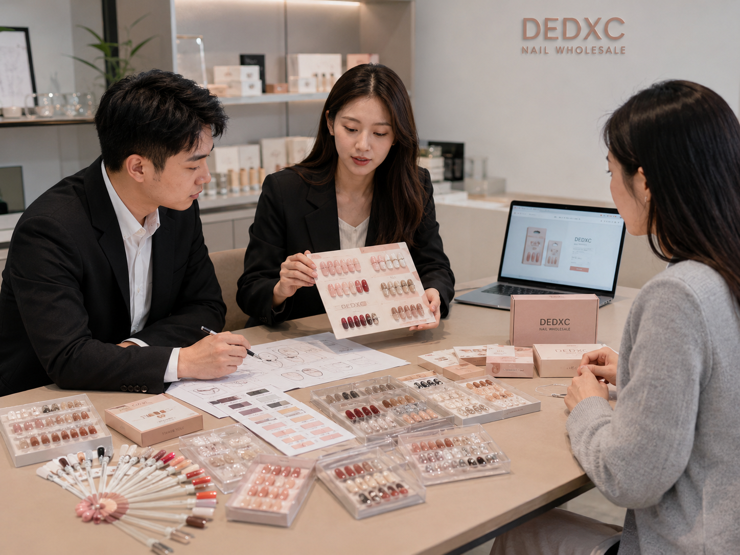 DEDXC nail product consultation and sample review